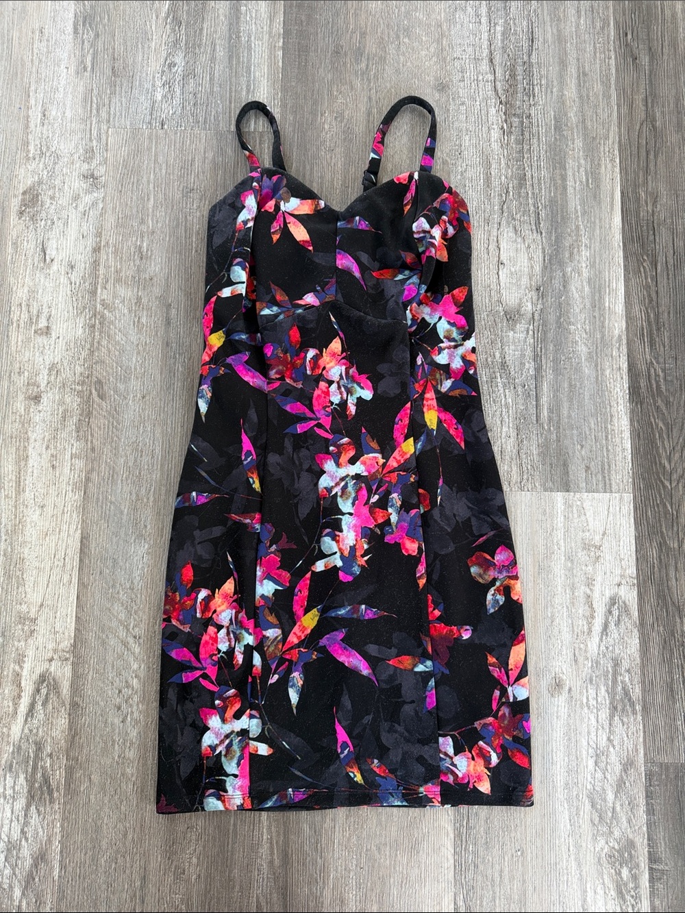 Torrid Black Floral Mini Dress with Vibrant Multicolor Print